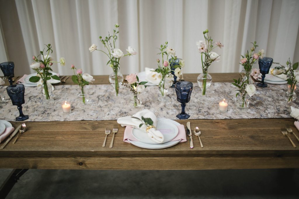 Rustic and Modern Wedding Reception Tablescape Flower Centerpiece Fairlie Chicago