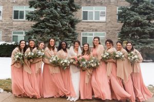 Romantic Winter Wedding Bridal Party Flowers