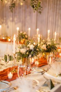 Romantic Winter Wedding Reception Table and Centerpieces