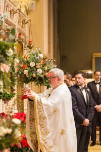 Romantic Winter Wedding Tall Ceremony Flowers