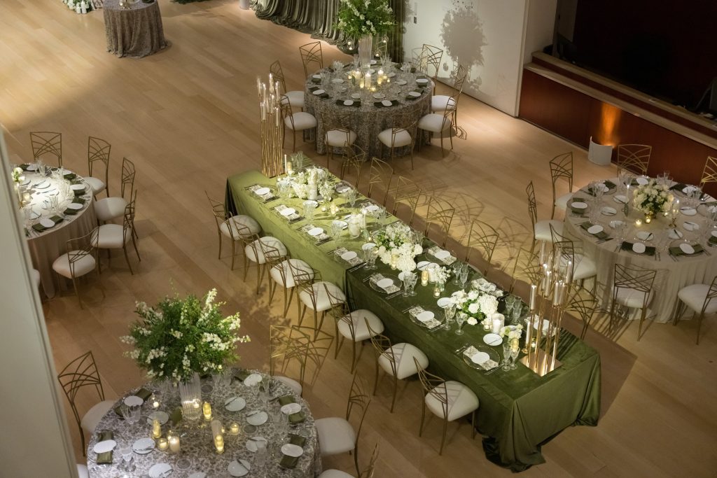 Overhead view of wedding design and decor